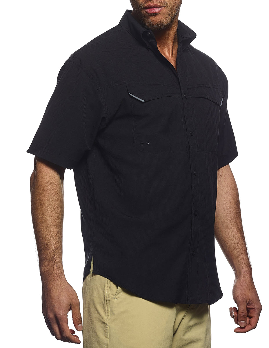 Mens short sleeve Fishing Shirt, Black