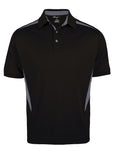 Caliber color block polo, black/graphite