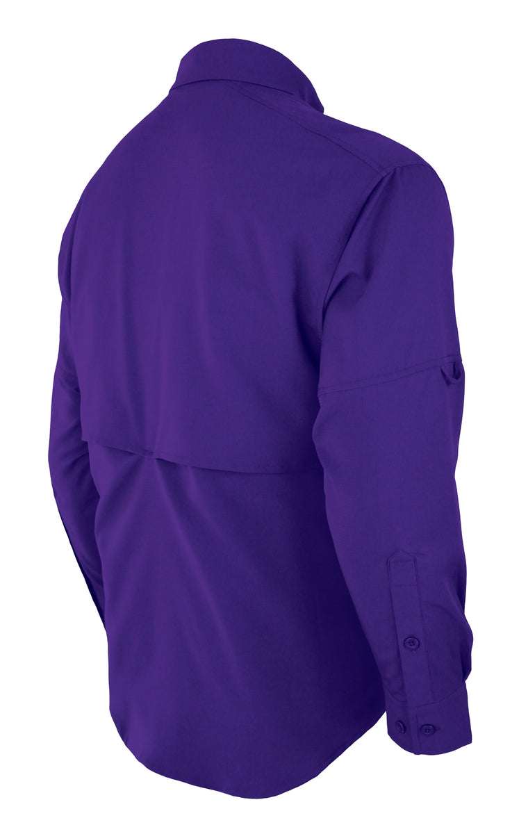 NSEINE Purple/Gold Vented/Hooded Long Sleeve Fishing Shirt