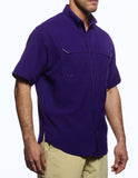 Mens short sleeve Fishing Shirt, purple