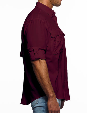 Mens long sleeve fishing shirt FS9889 Pro-Celebrity maroon – US DIRECT  APPAREL