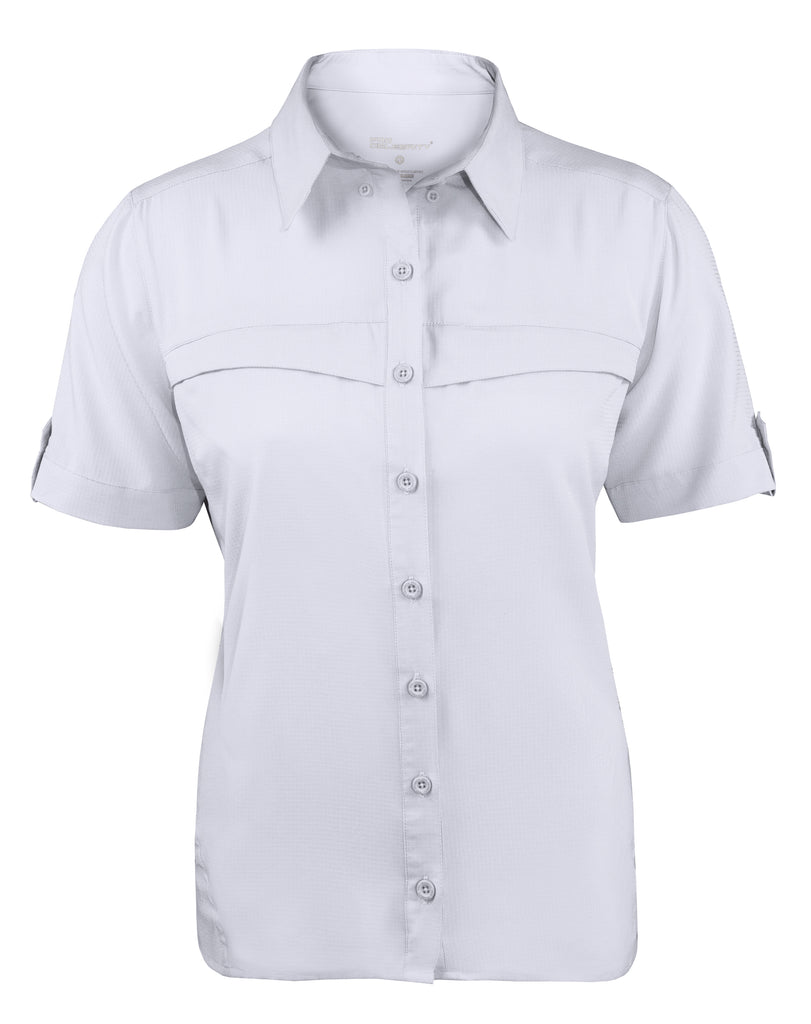 Ladies short sleeve fishing shirt, white