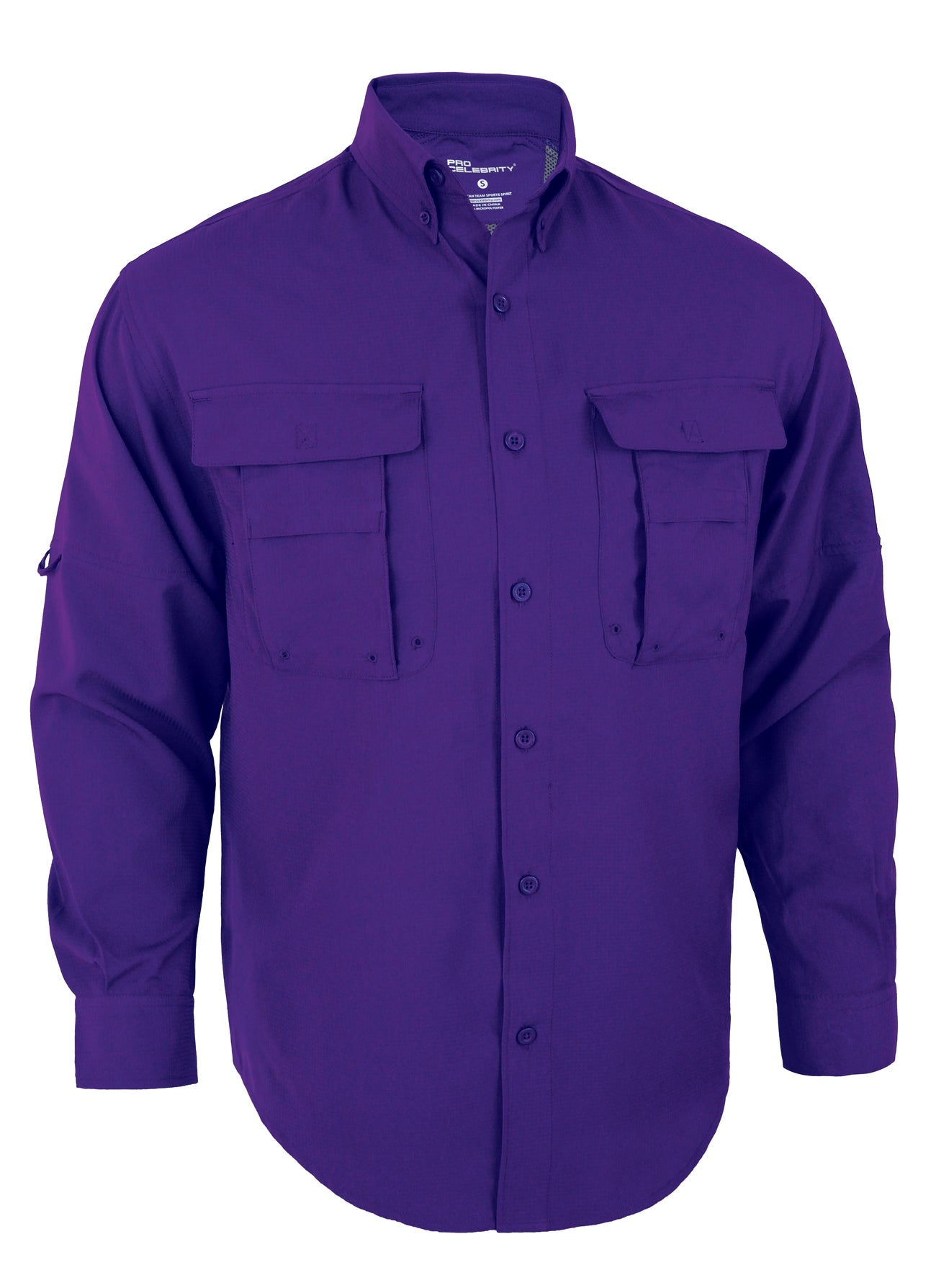 Mens long sleeve fishing shirt, purple